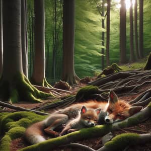 Red Foxes in a Forest: A Touching Scene