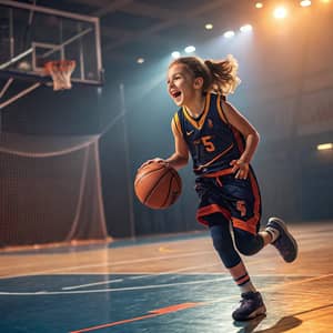 Exciting Basketball Skills: Young Girl in Action