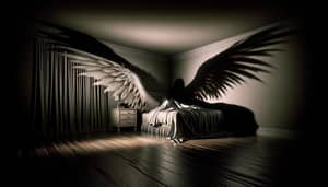 Haunting Bird Wings Under Bed - Hyperrealistic Image