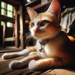 Glowing Orange and White Domestic Short-Haired Cat Lounging Lazily