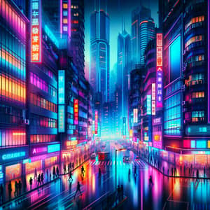 Vibrant Neon Cityscape at Twilight