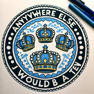 Swedish Blue Three Crowns Circular Design