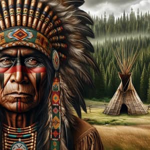 Native American Portrait in Traditional Headdress | Indigenous Legacy