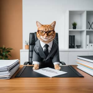 Business Cat: Stylish Feline in Office Suit
