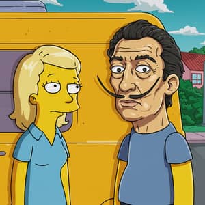 Simpsons Couple: Blonde & Salvador Dali Face