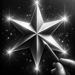 Elegant Pencil Star on Black Background