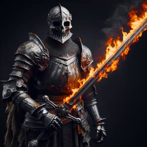 Fearsome Undead Knight with Flaming Sword