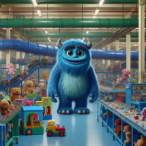 Giant Blue Monster in Toy Factory