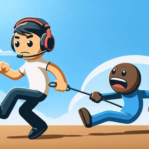 Multiracial Gamer Stick Figure Illustration | Exciting Scene