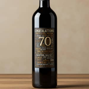 Elegant 70th Birthday Wine Label Design