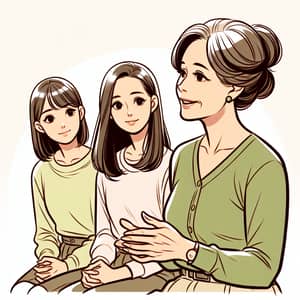 Multicultural Storytelling: Mature Lady Narrating to Teen Girls