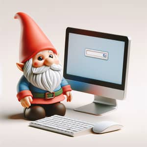 Gnome Toy Using a Computer - Fun Decor