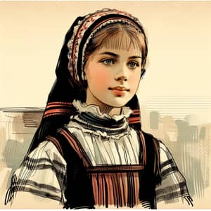 Traditional Russian Attire: Pre-1912 Social Realism Depiction