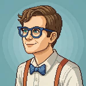 8bit Nerdy Man with Glasses - Retro Gaming Style