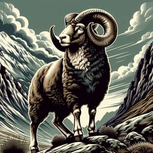 Stunning Ram Vector Art on Rocky Terrain