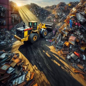 Industrial Scene: Loader Participating in Metal Scrap Loading