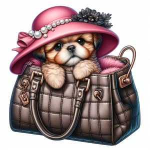 Fun Illustration of a Dog in a Handbag for Kids