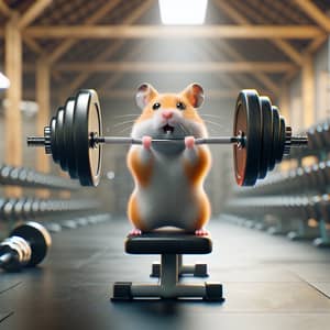 Realistic Hamster Lifting Dumbbells in Gym