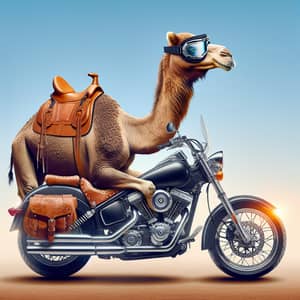 Cool Camel on Motorcycle with Biker Goggles