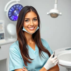 Pretty Brunette Girl in Dentist Office