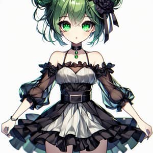 Tatsumaki Manga Girl with Green Hair in Tight Bun