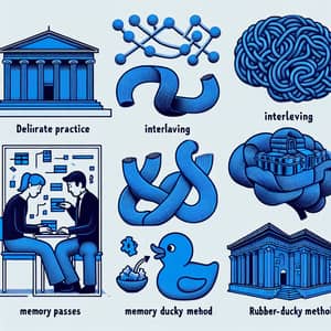 Learning Strategies in Blue: Deliberate Practice, Interleaving, Memory Palaces, Rubber-Ducky Method