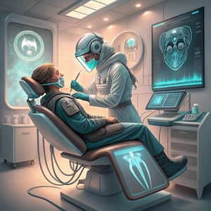 Futuristic Dental Hygienist in Action