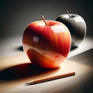 Realistic Apple Illuminated with Unique Shadows