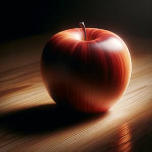 Realistic Apple on Table with Light Illumination