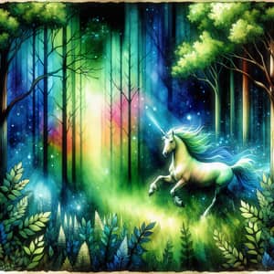 Mystical Unicorn in Vibrant Watercolor Art