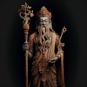 Nature Deity Symbolizing Mature Years with Intricately Carved Staff