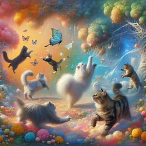 Whimsical Cats Playing in Dreamy Childhood Memories