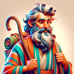 Pixar-Style Moses: Vibrant 3D Animation Character