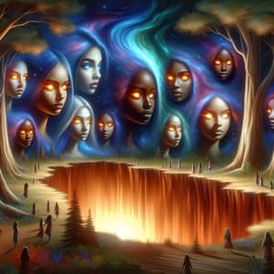 Ethereal Forest Girls with Fiery Eyes | Multicultural Rift Art