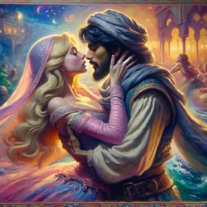 Fantasy Romance Digital Painting | Embracing Couple Artwork