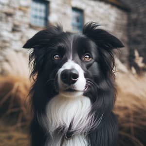 Black Border Collie Dog with White Patches