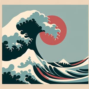 Minimalist Digital Art: The Great Wave Interpretation