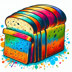 Vibrant Painted Sliced Loaf of Bread Illustration