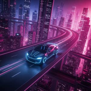 Futuristic Car in a Modern City Landscape