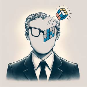 Erno Rubik Illustration with Cubo Rubik Invention