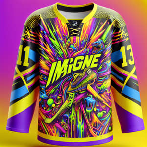 Distinct Home Neon Yellow & Purple Ice Hockey Jerseys