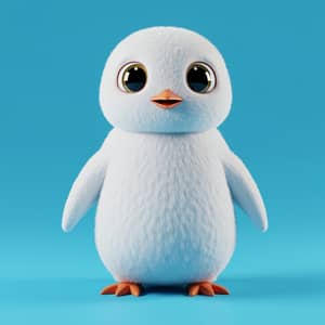 Adorable All-White Cartoon Penguin