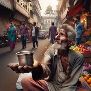 Beggar in India | Hopeful Man Seeks Generosity on City Street