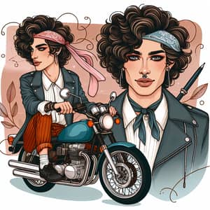 Stylish Androgynous Individual Riding Motorcycle