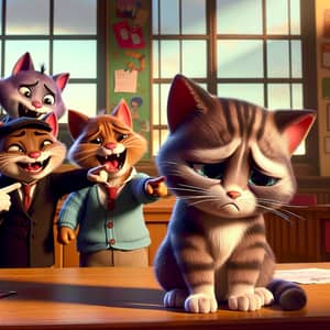 Heart-Tugging Feline Bullying Scene | Animated School Setting