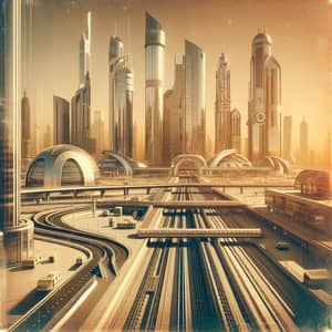 Captivating Futuristic Cityscape Shot with Retro Camera