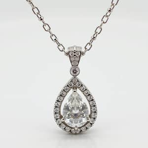 Elegant Diamond Teardrop Necklace in White Gold