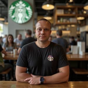 Stylish Model Man at Starbucks