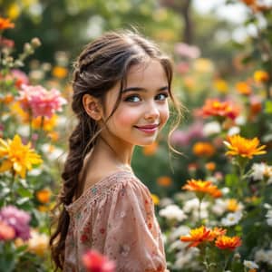 Beautiful Girl in a Blooming Garden