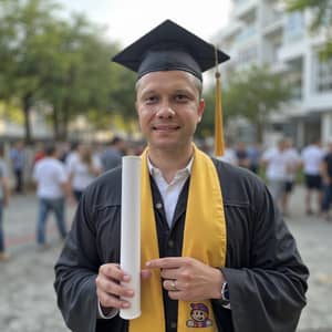 Proud Graduate Celebrates Success in Cap and Gown